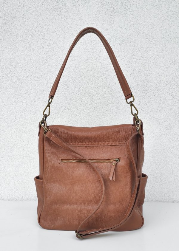 Torebka worek listonoszka ruda cynamonowa Vera Pelle