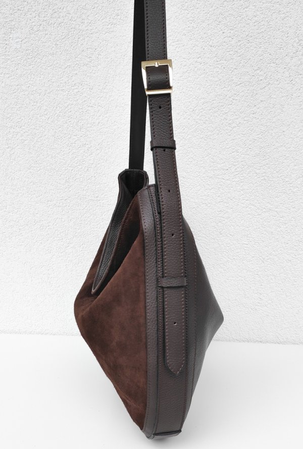 Torebka worek na skóra zamsz czekolada