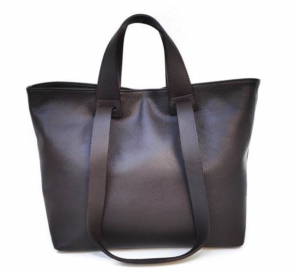 Torebka shopper Vera Pelle skóra czekoladowa