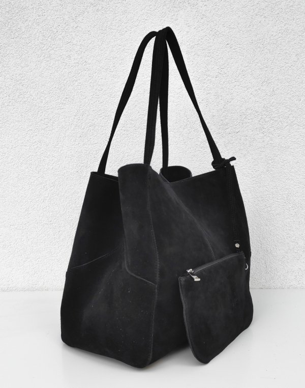 MAXI shopper torba skóra zamszowa czarna