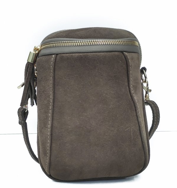 Listonoszka zamszowa rowerówka brązowa czekoladowa