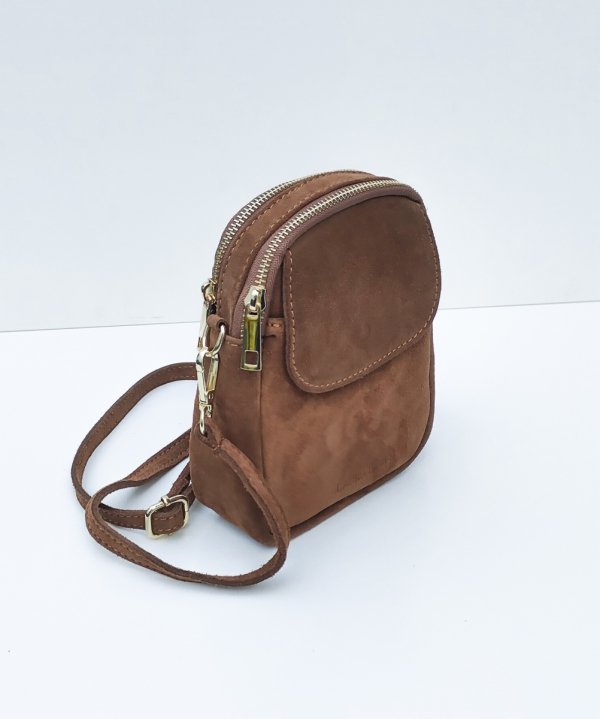 Listonoszka zamszowa rowerówka brązowa cynamonowa