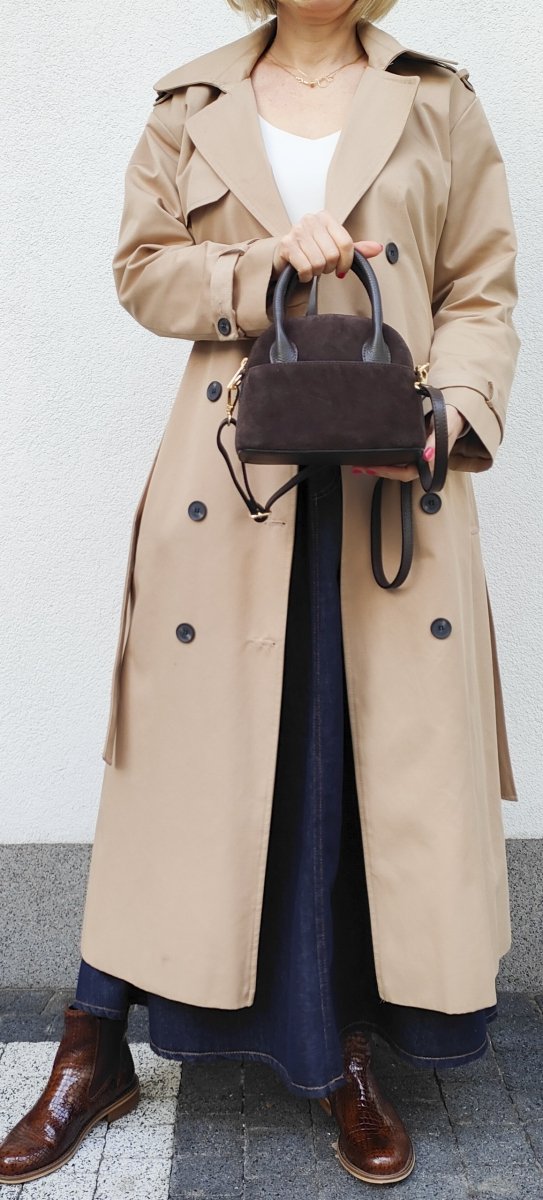 MINI Zamszowy czekoladowy kuferek Laura Biaggi