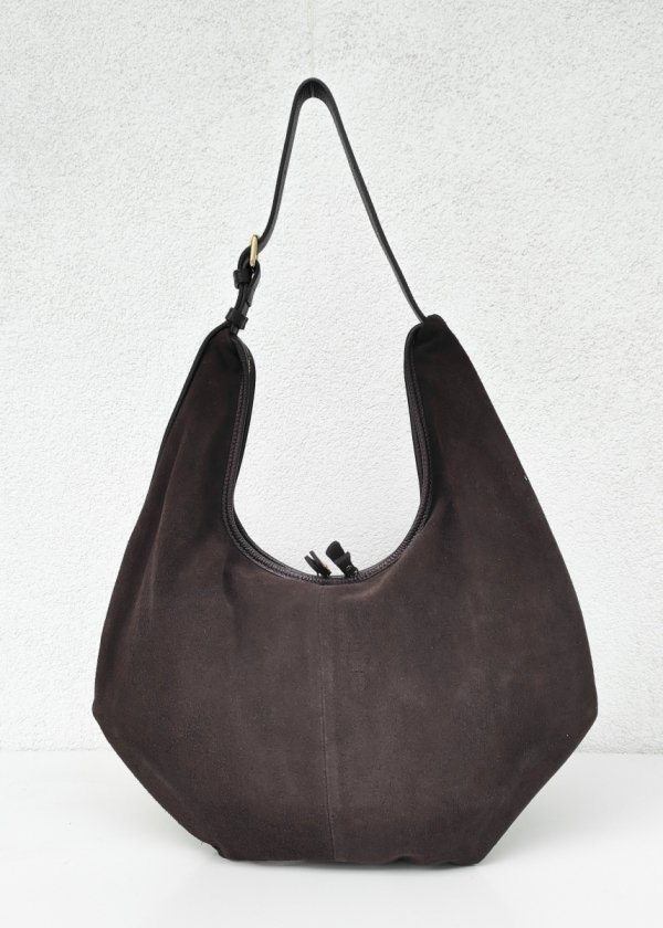 Zamszowy czekoladowy worek skóra naturalna Laura Biaggi