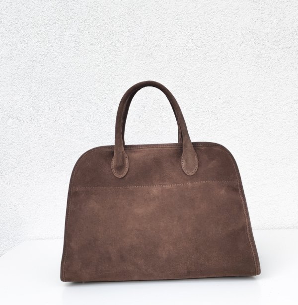 Zamszowa torebka kuferek skóra naturalna brązowa cynamonowa