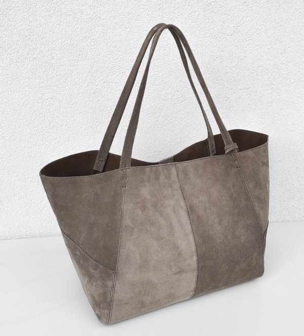 MAXI shopper torba skóra zamszowa beżowa taupe