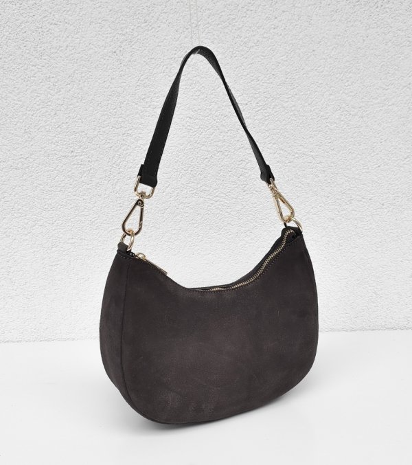 Czekoladowa brązowa zamszowa listonoszka skóra naturalna