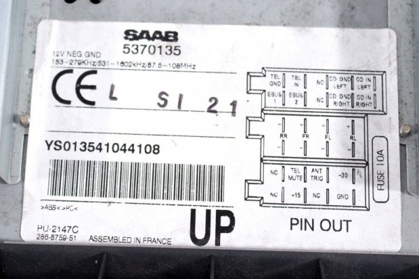 RADIO ORYGINAŁ SAAB 9-5 05 5370135
