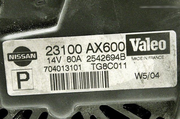 _Alternator Nissan Micra K12 2003 1.0i 1.2i 1.4i (80A)