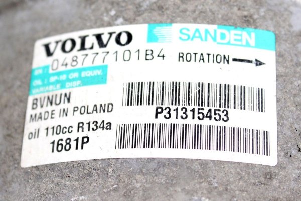 Sprężarka klimatyzacji Volvo V70 III 2012 2.0D D3 (PV3 Ø110 Sanden PXC16)