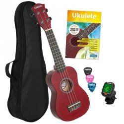 Cascha 3970 EN ukulele sopran czerwone komplet 
