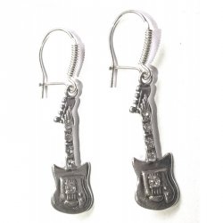 Zebra Gitara elektryczna kolczyki srebro