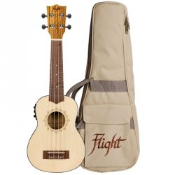 Flight DUS320CEQ ukulele sopranowe z przystawką z pokrowcem świerk / zebrano