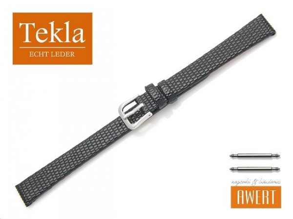 Pasek skórzany do zegarka 12 mm XL TEKLA PT34 czarny