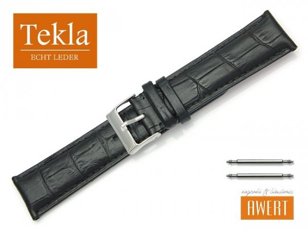 TEKLA 22 mm pasek skórzany PT41 czarne szycie