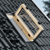 VELUX Wohn- und Ausstiegsfenster GXL 3066 mit Türfunktion FK06 66x118 cm Uw=1,0  Dachfenster GXL aus Holz klar lackiert ENERGIE PLUS, 3-fach Verglasung Aluminium