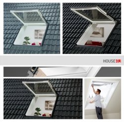 VELUX Dachfenster GTL 2070 Uw=1,3 Holz/Kiefer weiß lackiertz Wohn-/Ausstiegsfenster mit Klapp-Schwing-Funktion THERMO  Aluminium