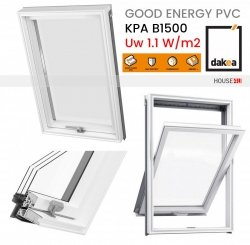 Dachfenster Schwingfenster DAKEA Good ENERGY PVC KPA B1500 aus Kunststoff Uw=1.1 3-Fach Argon, Aluminium, lackiert, RAL 7043