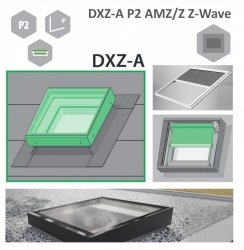 FAKRO Flachdachfenster DXZ-A P2 AMZ/Z Z-Wave nicht zu öffnendes Fenster mit elektrischem Markisenrollo Farbe 308