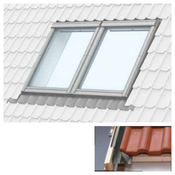 Doppelte Eindeckrahmen Velux EBZ um Einbau von Fenstern mit einem Abstand von 18 mm Für Profilfliesen mit einer Profilhöhe von bis zu 45 mm für Dachziegel aus Keramik, Beton und Metall