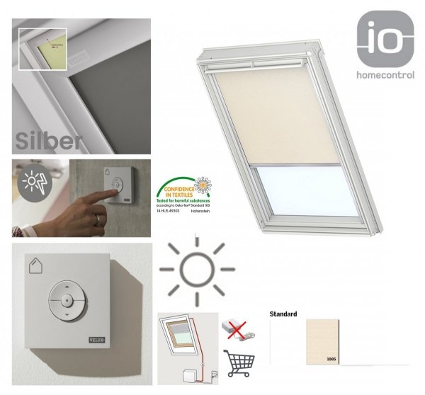 VELUX DSL Standard INTEGRA® Solar-Verdunkelungsrollo für VELUX Dachfenster, Pick&amp;Click ®-Systems, dreilagigen Oeko-Tex®-Stoff _ house-4u.de