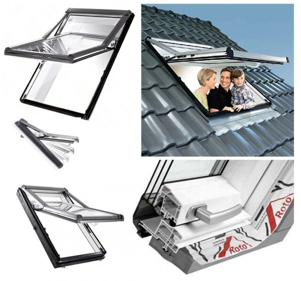 Dachfenster Roto Designo R7 Hoch-Schwingfenster R79 K 3-fach-Verglasung Uw-Wert 1,1 ENERGIE Kunststoff PVC mit Wärmedämmblock ... mehr als R78