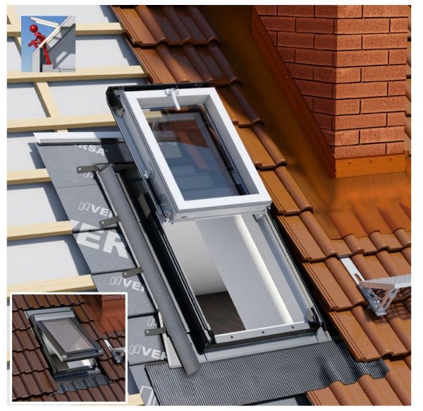 Dachluken Okpol IGWX+ E2 55x98 für Nutzräume Uw=1,2 Dachausstiegsfenster aus Kunststoff SOLID+ PVC - Ausstiegsfenster - Dachausstieg - Dachluke - Dachfenster
