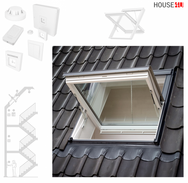 VELUX Dachfenster Schwingfenster  GGL 306640 Holz  klar lackiert, Kiefer Endlackierung Energy Plus Rauchabzugsfenster Aluminium