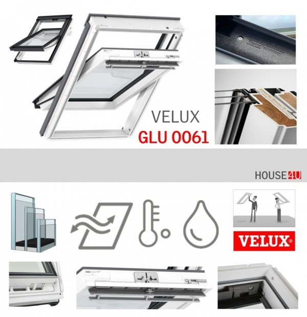 VELUX Dachfenster GLU 0061 3-fach-Verglasung Dachfenster Schwingfenster Kunststoffqualität mit Dauerlüftung ThermoTechnology