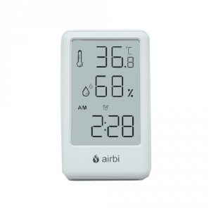 Airbi FRAME – termohigrometr elektroniczny z zegarem i budzikiem, kolor biały