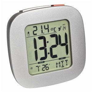 TFA 60.2542.54 budzik biurkowy zegar elektroniczny sterowany radiowo, srebrny
