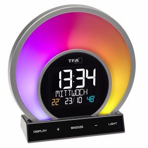 TFA 60.2026.01 Budzik biurkowy, zegar elektroniczny z termohigrometrem, zegar kolorowy