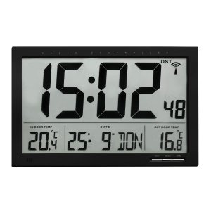 TFA 60.4510.01 zegar elektroniczny ścienny biurowy z czujnikiem bezprzewodowym temperatury sterowany radiowo duży 37 cm