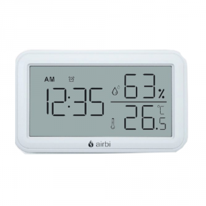 Airbi LINE zegar z termohigrometrem z budzikiem pamięć min max biały data
