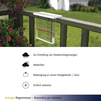 TFA 47.1014 – deszczomierz manualny balkonowy z uchwytem