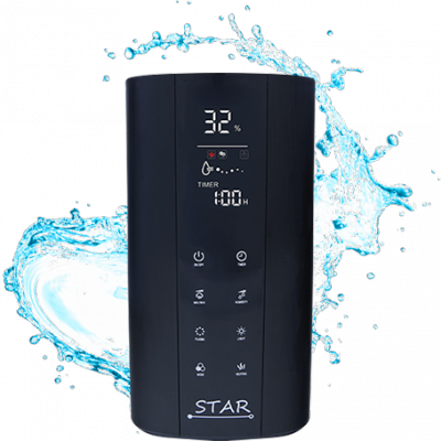 Airbi STAR nawilżacz powietrza ultradźwiękowy, plazma, aromadyfuzer, czarny 45m2 - OUTLET