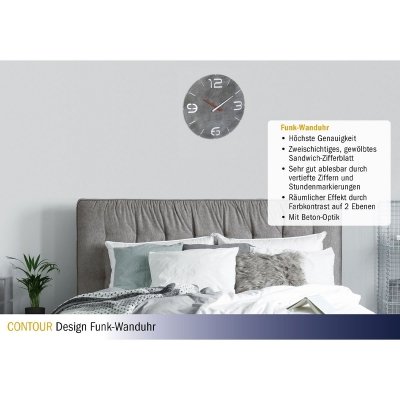 TFA 60.3536.15 zegar ścienny wskazówkowy nowoczesny kolor beton design  średnica 35 cm