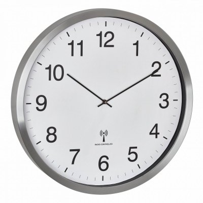 TFA 60.3548.02 zegar ścienny wskazówkowy sterowany radiowo 50 cm, aluminiowa obudowa