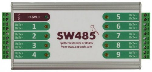 Papouch SW485 rozdzielacz sygnału splitter RS485 topologia gwiazdy 