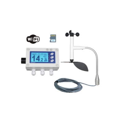 Navis Y410L wiatromierz sygnalizacyjny przewodowy anemometr mechaniczny wyjście przekaźnikowe alarm dźwiękowy i wizualny wifi,  bluetooth, karta SD