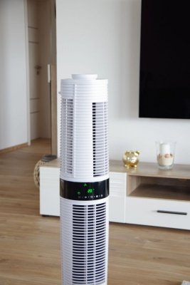Airbi ZEPHYR wentylator kolumnowy pionowy obrotowy 360° dwustrefowy 500 m3, 50 m2, pilot - OUTLET