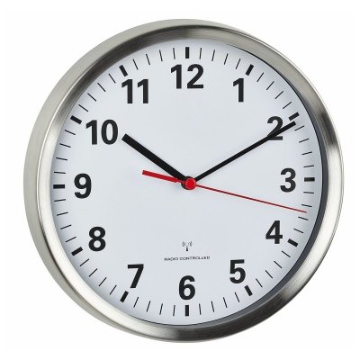 TFA 60.3529.02 zegar ścienny wskazówkowy sterowany radiowo płynąca wskazówka aluminium szkło średnica 22 cm