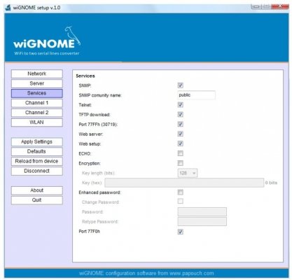 Papouch wiGNOME konwerter sygnału RS232/485 do WiFI 