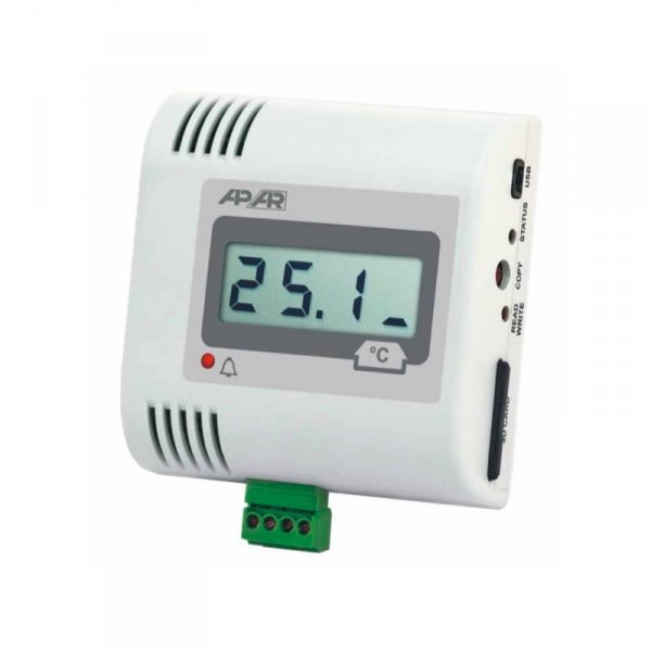 APAR AR234 rejestrator temperatury dwukanałowy przemysłowy termometr wewnętrzny naścienny LCD z wejściem uniwersalnym