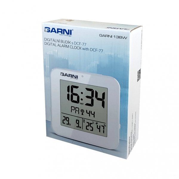 Garni 138W budzik biurkowy z termohigrometrem monitor klimatu pomieszczeń elektroniczny wewnętrzny, biały