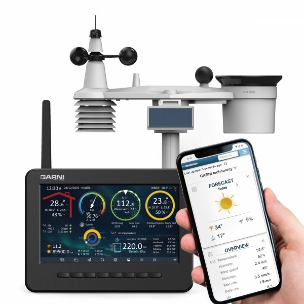 Garni 3075 ARCUS stacja meteo domowa pogody bezprzewodowa  9 w 1 internetowa WiFi dokładna prognoza 24h/14 dni