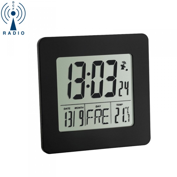 TFA 60.2525 budzik biurkowy zegar elektroniczny sterowany radiowo z termometrem