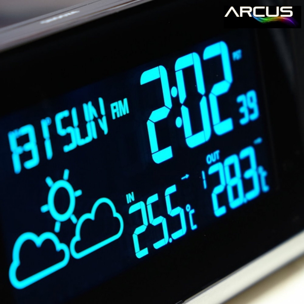 Garni 335 ARCUS stacja pogody bezprzewodowa  z czujnikiem zewnętrznym i budzikiem z projektorem