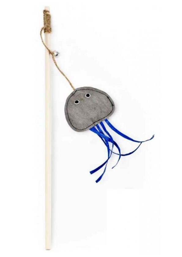 BARRY KING Wędka dla kota meduza z dzwoneczkiem 25x6cm, kijek 40cm BK-16018