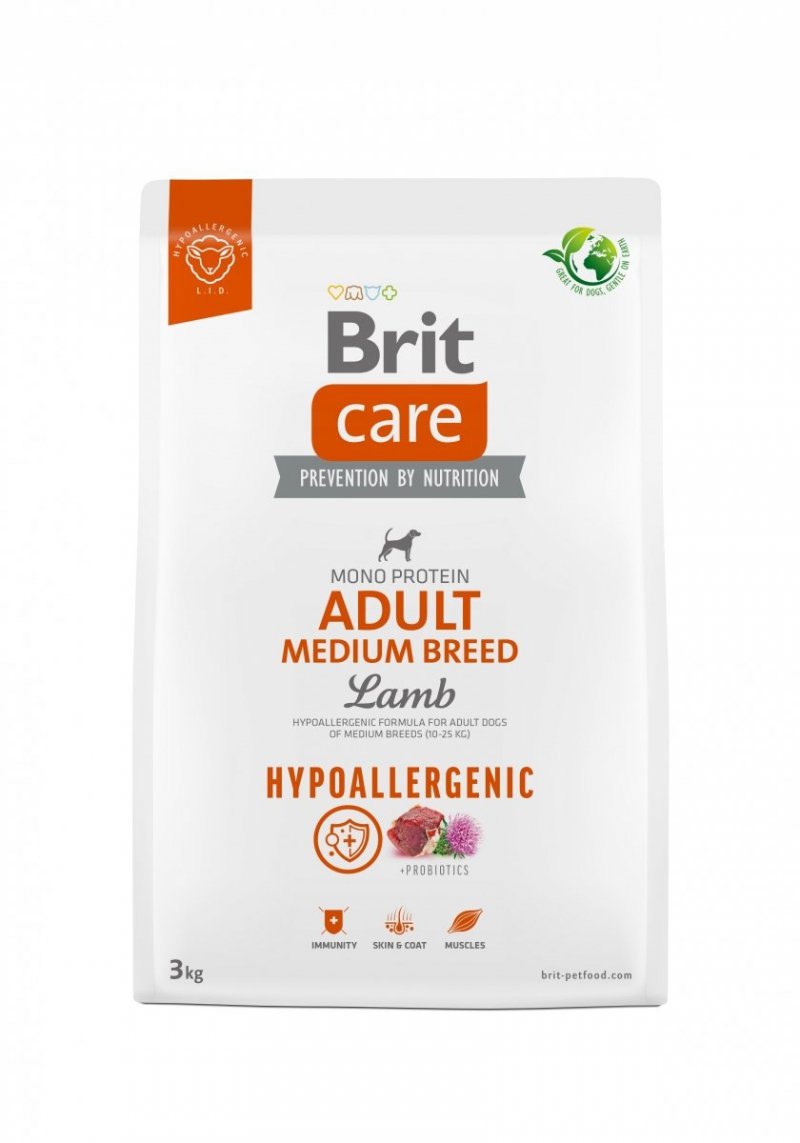 Brit Care Hypoallergenic Adult Medium Breed Lamb 3kg